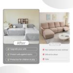 Grey Couch Sofa Cover for 3 Cushion Sectional Sofa L-Shape -Washable Chenille Couch Cover for Dogs Pets, Boho Couch Cover Protector Soft Sofa Slipcovers with Tassel,91"x 134" - Image 7