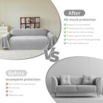 Grey Couch Sofa Cover for 3 Cushion Sectional Sofa L-Shape -Washable Chenille Couch Cover for Dogs Pets, Boho Couch Cover Protector Soft Sofa Slipcovers with Tassel,91"x 134" - Image 9