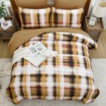 Dintszyayue Plaid Comforter Set Queen Size 7 Pieces Bed in a Bag Brown Bedding Set Lightweight Bed Comforter Set Microfiber Checkered Bed Set for All Season with Sheets,Pillowcases & Shams - Image 4