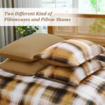 Dintszyayue Plaid Comforter Set Queen Size 7 Pieces Bed in a Bag Brown Bedding Set Lightweight Bed Comforter Set Microfiber Checkered Bed Set for All Season with Sheets,Pillowcases & Shams - Image 8