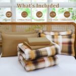 Dintszyayue Plaid Comforter Set Queen Size 7 Pieces Bed in a Bag Brown Bedding Set Lightweight Bed Comforter Set Microfiber Checkered Bed Set for All Season with Sheets,Pillowcases & Shams - Image 9