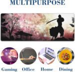 Large Gaming Mouse Pad for Desk Japanese Warrior Big Desk Mat Extended Mousepad with Stitched Edge and Non-Slip Base Long Computer Keyboard Mouse Mat for Home Office Work, 11.8 x 31.5 Inch - Image 7