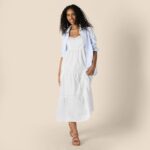 Amazon Essentials Womens Fit and Flare Empire Waisted Cotton Sateen Tiered Maxi Dress - Image 6