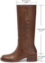 Coutgo Women's Knee High Boots Square Toe Chunky Block Heel Tall Boots Comfortable Low Heel Shoes - Image 5