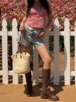 Coutgo Women's Knee High Boots Square Toe Chunky Block Heel Tall Boots Comfortable Low Heel Shoes - Image 7