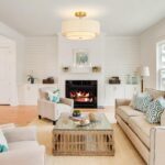 16" Semi Flush Mount Ceiling Light, 3-Light Gold Drum Ceiling Light Fixture with 2-Tier Fabric Linen Shade, Farmhouse Chandelier for Dining Room, Living Room, Bedroom, Kitchen, Hallway, Entryway - Image 6