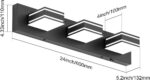 Ralbay 24inch Black Bathroom Vanity Lights with 5 Color Temperatures (3000K-6000K) Dimmable Modern Metal Acrylic LED Matte Black Bathroom Wall Lighting Fixtures (3-Light) - Image 7