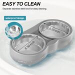 Pet Heated Bowl for Cat Dog, Freeze-Proof Warming Animal Food Feeder with Anti-Chew Cord,Waterproof & Thermostat Heating Bowls Removeable, (2 x 23 fl oz, Grey) - Image 3