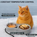 Pet Heated Bowl for Cat Dog, Freeze-Proof Warming Animal Food Feeder with Anti-Chew Cord,Waterproof & Thermostat Heating Bowls Removeable, (2 x 23 fl oz, Grey) - Image 5