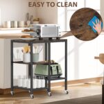 Kitchen Microwave Cart,Microwave Stand with Wheels,Coffee Bar Table Station,4-Tier Rolling Baker's Rack,Small Appliance Storage Shelf,Utility Side Table for Kitchen,Living Room (Rustic Brown) - Image 4
