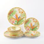 UPware 12 Piece Bird of Paradise Melamine Dinnerware Sets, Outdoor Dishes Set, Plates and Bowls Sets, Service for 4, Multicolor - Image 3