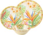UPware 12 Piece Bird of Paradise Melamine Dinnerware Sets, Outdoor Dishes Set, Plates and Bowls Sets, Service for 4, Multicolor - Image 6