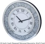 Silver Mirror Clock Crystal Sparkle Twinkle Bling Crush Diamond Mirrored Large Wall Clock for Wall Decoration Silver Glass Mirror Home Décor. AA Battery is not Included. (20 inches-Round) - Image 4