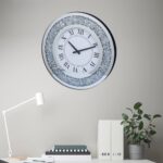 Silver Mirror Clock Crystal Sparkle Twinkle Bling Crush Diamond Mirrored Large Wall Clock for Wall Decoration Silver Glass Mirror Home Décor. AA Battery is not Included. (20 inches-Round) - Image 7