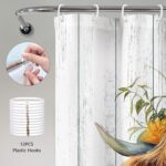Farmhouse Highland Cow Shower Curtain 60Wx72H Western Spring Rustic Funny Calf Country Bull Animal Wood Floral Flower Plant Botanical Bathroom Decor Bath Curtain Fabric Polyester 12 Pack Hook - Image 5