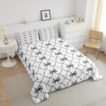 Erosebridal Bowknot Comforter Set King Bow Knot Bedding for Kids Butterfly Knot Bow Tie Bedding Comforter Sets Aesthetic Coquette Bedroom Decor Geometric Cartoon Black Grey Duvet Insert - Image 5