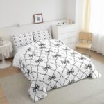 Erosebridal Bowknot Comforter Set King Bow Knot Bedding for Kids Butterfly Knot Bow Tie Bedding Comforter Sets Aesthetic Coquette Bedroom Decor Geometric Cartoon Black Grey Duvet Insert - Image 6
