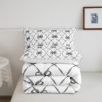 Erosebridal Bowknot Comforter Set King Bow Knot Bedding for Kids Butterfly Knot Bow Tie Bedding Comforter Sets Aesthetic Coquette Bedroom Decor Geometric Cartoon Black Grey Duvet Insert - Image 7