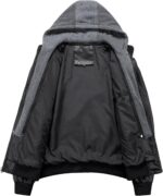 INVACHI Men's Leather Jacket Motorcycle Bomber Jacket Windproof PU Vintage Jacket with Removable Hood - Image 6