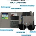 Car Sun Visor Organizer, Leather Pocket Organizer Sunglass Holder for Car Interior Accessories with Multi-Pocket Net Zipper (2 Pack Gray) - Image 5