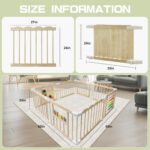 Baby Playpen - 60 x 60 x 24 in Adjustable Multi-Shape Wood Play Yard, Foldable Wooden Baby Playpen/Fence Play Area and Activity Center for Babies and Toddlers with Child Proof Lock and Gate - Image 5