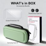 CoBak Large Capacity Carrying Case for Nintendo Switch 2 (2025) - 3 in 1 Accessories Bundle with 2 Screen Protectors, Thumb Grip Caps, 24 Game Cartridges, Hard Shell Portable Travel Pouch, Matcha - Image 3
