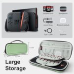 CoBak Large Capacity Carrying Case for Nintendo Switch 2 (2025) - 3 in 1 Accessories Bundle with 2 Screen Protectors, Thumb Grip Caps, 24 Game Cartridges, Hard Shell Portable Travel Pouch, Matcha - Image 4
