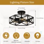 Modern Farmhouse Black Ceiling Light,Industrial Semi Flush Mount Ceiling Lighting Fixture,Hexagonal Lighting Fixtures for Kitchen,Bedroom,Foyer,Dining Room,Hallway,3-Light,14.6 Inch - Image 4