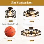 Modern Farmhouse Black Ceiling Light,Industrial Semi Flush Mount Ceiling Lighting Fixture,Hexagonal Lighting Fixtures for Kitchen,Bedroom,Foyer,Dining Room,Hallway,3-Light,14.6 Inch - Image 7
