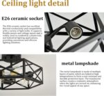 Modern Farmhouse Black Ceiling Light,Industrial Semi Flush Mount Ceiling Lighting Fixture,Hexagonal Lighting Fixtures for Kitchen,Bedroom,Foyer,Dining Room,Hallway,3-Light,14.6 Inch - Image 9