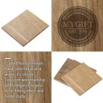 MyGift Modern Oval Gray Cement Pen Holder & Pencil Cup, Office Stationery Organizer with Removable Acacia Wood Dividers - Desktop Storage Solution - Image 3