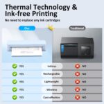 Inkless Portable Printer for Travel, Wireless Thermal Printer Supports 8.5" x 11" US Letter Size, Bluetooth Machine Includes Carry Case and 3 Rolls of Thermal Paper Kit, Blue - Image 3