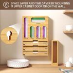 9 IN 1 Bamboo Foil and Plastic Wrap Organizer for Kitchen Drawer, Plastic Bag Organizer Organization and Storage, Food Storage Bag Organizer with Labels for Quart Gallon Snack Sandwich Bag - Image 5