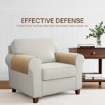 SMABU Couch Arm Covers Sofa Arm Covers 2 Pcs Linen Blend Textured Washable Armrest Cover aganist Pet Scratch Stain Protect and Decorate Armchair Recliner W20 x L24, Camel - Image 3