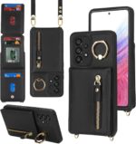 for Samsung Galaxy A53 5G Case with Card Holder for Women, for Galaxy A53 5G Phone Case Wallet with Strap Credit Card Slots Crossbody with Zipper Shockproof Case for A53 - Black - Image 3