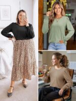 ATHMILE Fall Long Sleeve Shirts for Women Business Casual Crewneck Tops Dressy Blouses with Smocked Cuffs Teacher Outfits - Image 5