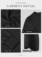 ATHMILE Fall Long Sleeve Shirts for Women Business Casual Crewneck Tops Dressy Blouses with Smocked Cuffs Teacher Outfits - Image 6