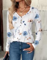 Zeagoo Women Tops Loose Fit Long Sleeve V Neck T Shirts Business Casual Blouses Dressy Fall Fashion Work Clothes - Image 4