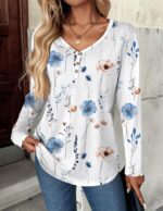 Zeagoo Women Tops Loose Fit Long Sleeve V Neck T Shirts Business Casual Blouses Dressy Fall Fashion Work Clothes - Image 5