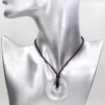 Keleny Semi Precious Gemstones Natural 40mm Circle Peace Donut Beads Adjustable Braided Rope Pendant Necklace 20 Inch - Image 4