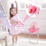 deAO Baby Doll Stroller Crib Bed Nursery Role Play Set Baby Doll Accessories and Play Mat,Travel Cot,Bouncer,Foldable Stroller and Travel Bag Birthday for Girls Boys Kids - Image 5