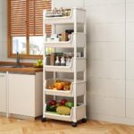 Multi-Tier Plastic Rolling Cart with Lockable Wheels for Kitchen Bathroom Living Room Office Storage and Organization - Image 3