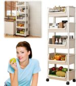 Multi-Tier Plastic Rolling Cart with Lockable Wheels for Kitchen Bathroom Living Room Office Storage and Organization - Image 4