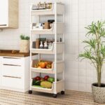 Multi-Tier Plastic Rolling Cart with Lockable Wheels for Kitchen Bathroom Living Room Office Storage and Organization - Image 6