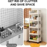 Multi-Tier Plastic Rolling Cart with Lockable Wheels for Kitchen Bathroom Living Room Office Storage and Organization - Image 7