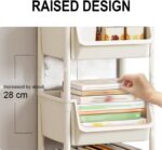 Multi-Tier Plastic Rolling Cart with Lockable Wheels for Kitchen Bathroom Living Room Office Storage and Organization - Image 8