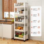 Multi-Tier Plastic Rolling Cart with Lockable Wheels for Kitchen Bathroom Living Room Office Storage and Organization - Image 9