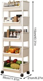 Multi-Tier Plastic Rolling Cart with Lockable Wheels for Kitchen Bathroom Living Room Office Storage and Organization - Image 10