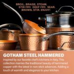 Gotham Steel Hammered Frying Pan Set, 3 Piece Nonstick Copper Fry Pans, 8”, 10” & 12” Skillet, Omelet Pan, Cookware, PFOA Free, Dishwasher Safe, Cool Touch Handle - Image 3
