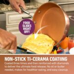 Gotham Steel Hammered Frying Pan Set, 3 Piece Nonstick Copper Fry Pans, 8”, 10” & 12” Skillet, Omelet Pan, Cookware, PFOA Free, Dishwasher Safe, Cool Touch Handle - Image 4